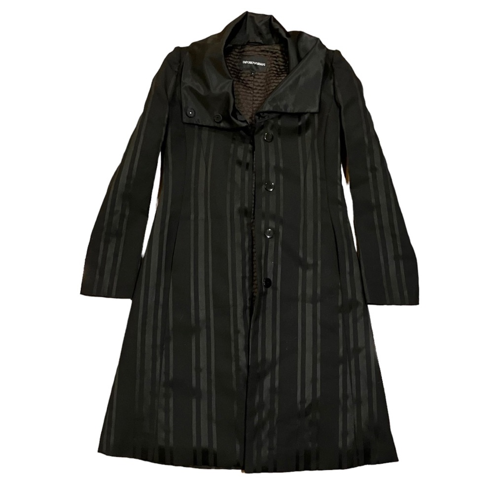 Emporio Armani Black Striped Coat